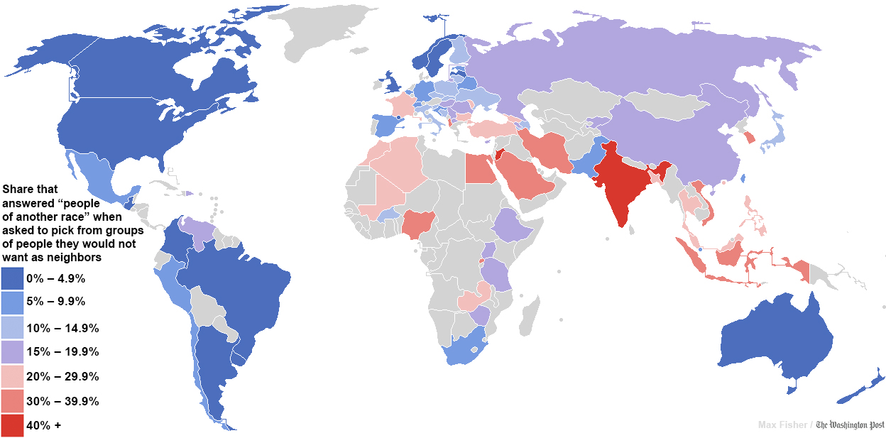 Racist Countries on the World Map