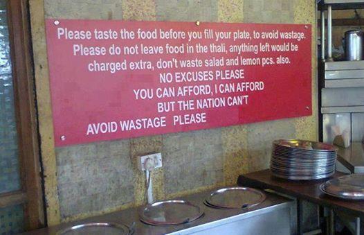 Food Wastage Restaurant Warning