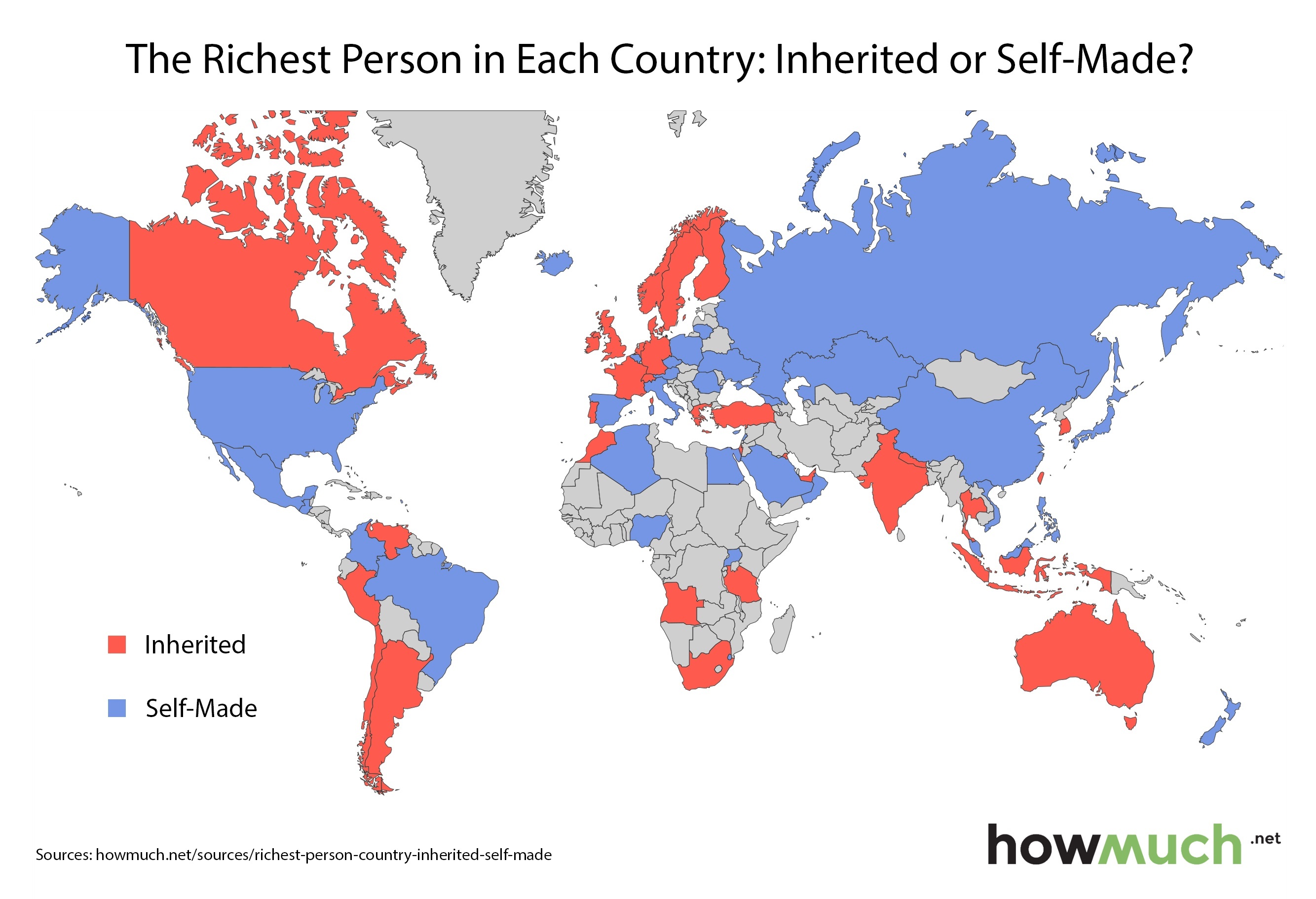 Richest People either Self-Made or Inherited around the Globe