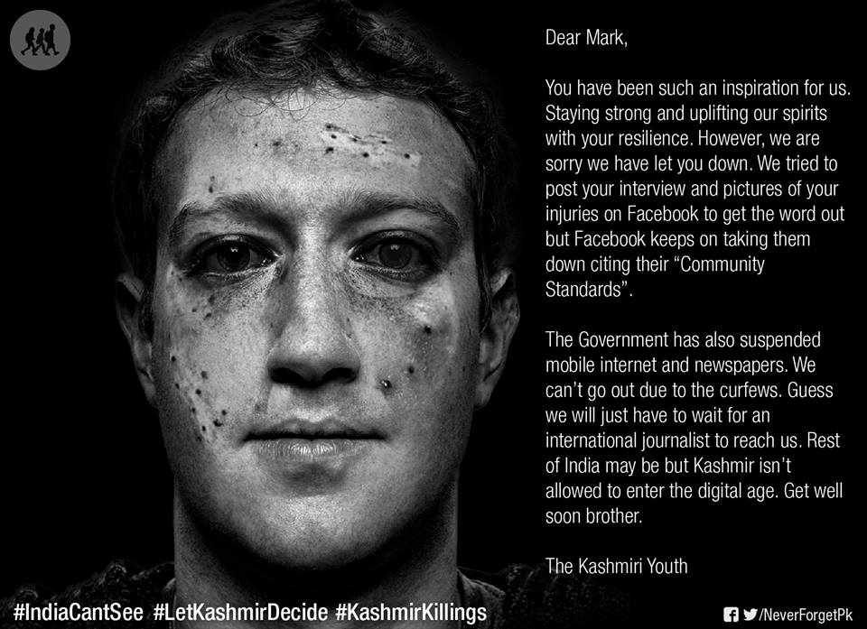 Facebook Block posts & accounts expose violence on people in Kashmir