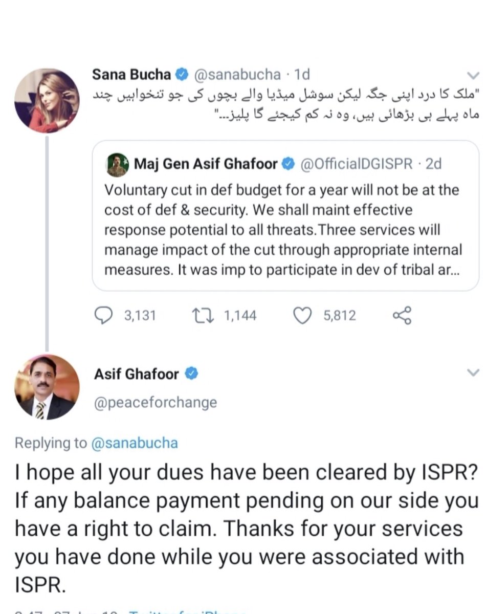 Sana Bucha and DG ISPR Asif Ghafoor leaks