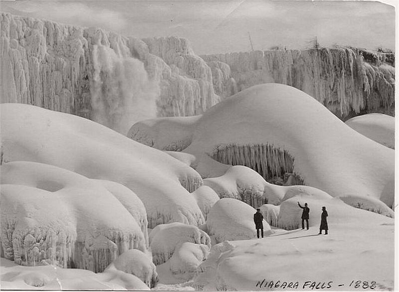 Niagara Falls frozen in winter 1880s