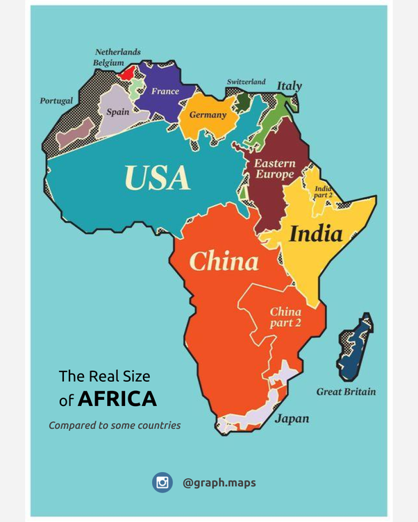 Africa map compare to some countries maps