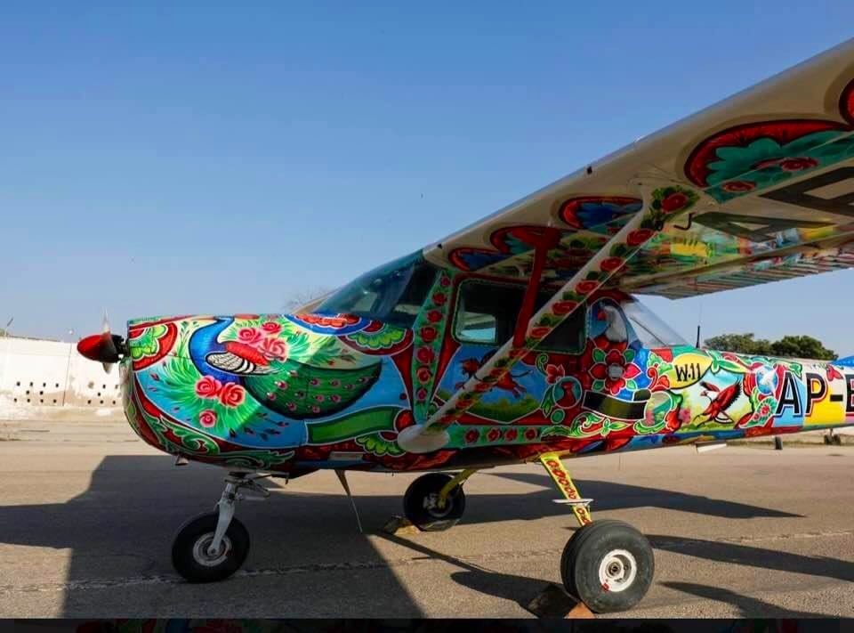 Plane painted with Truck Art