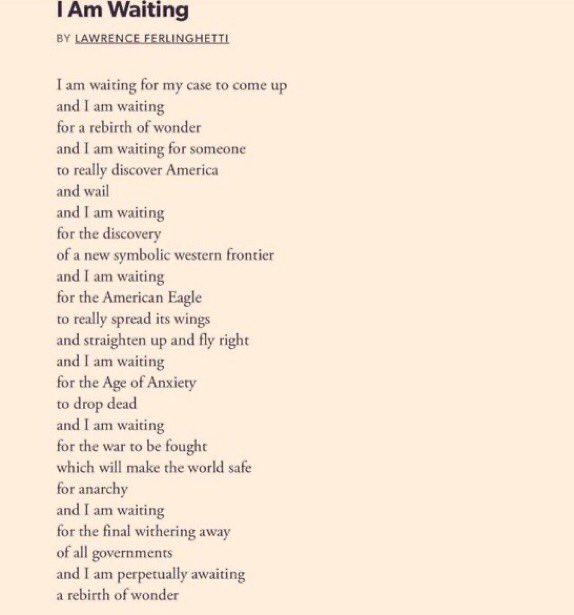 I AM Waiting, poetry by Lawrence Ferlinghetti
